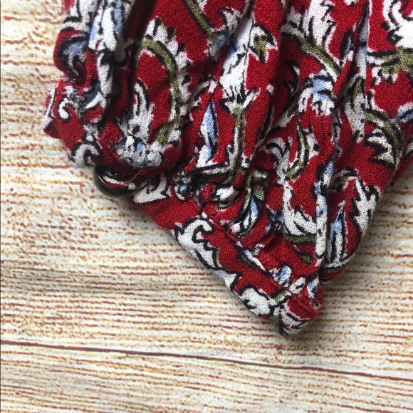 Anthropologie Feather Bone Latrobe floral lace-up smocked peplum blouse - Picture 8 of 9